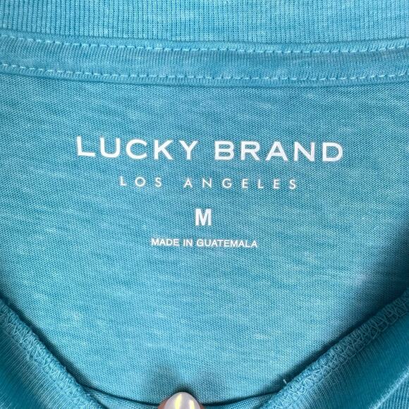 Lucky Brand This is My Fourth Sky Blue Soft Knit Short Sleeve Graphic July Tee - Picture 9 of 10